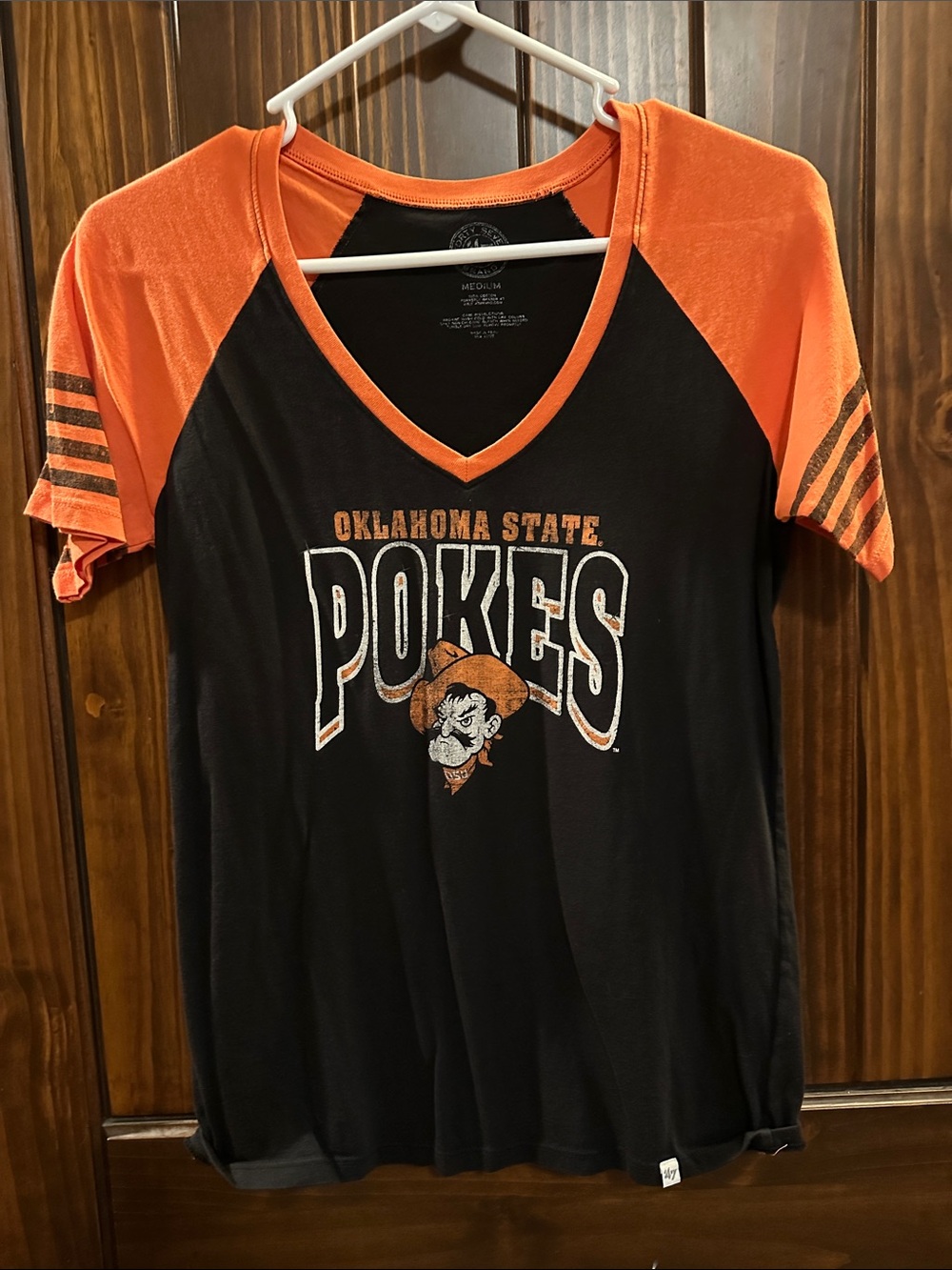 47 Women's Oklahoma State Pokes Black & Orange V-Neck Tee